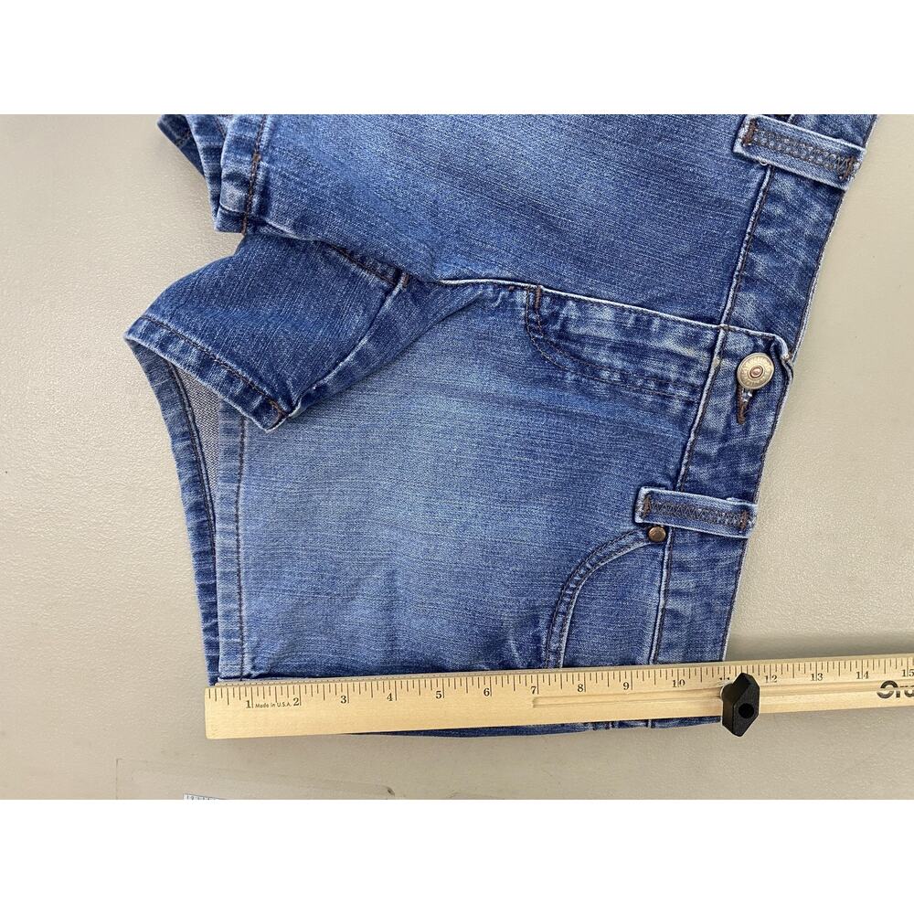 Vintage Y2K Tommy Hilfiger Low Rise Jean Shorts Women 6 Blue Flap Pockets 32x3.5 - Picture 6 of 13
